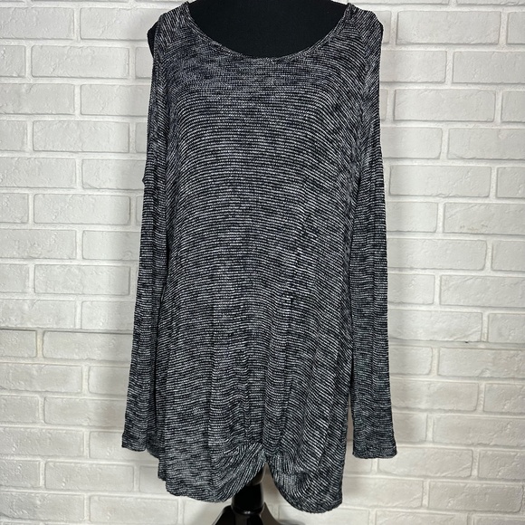 Warehouse One Cold-Shoulder Long Sleeve Knit Top with Gather Detail XL EUC - Picture 7 of 13